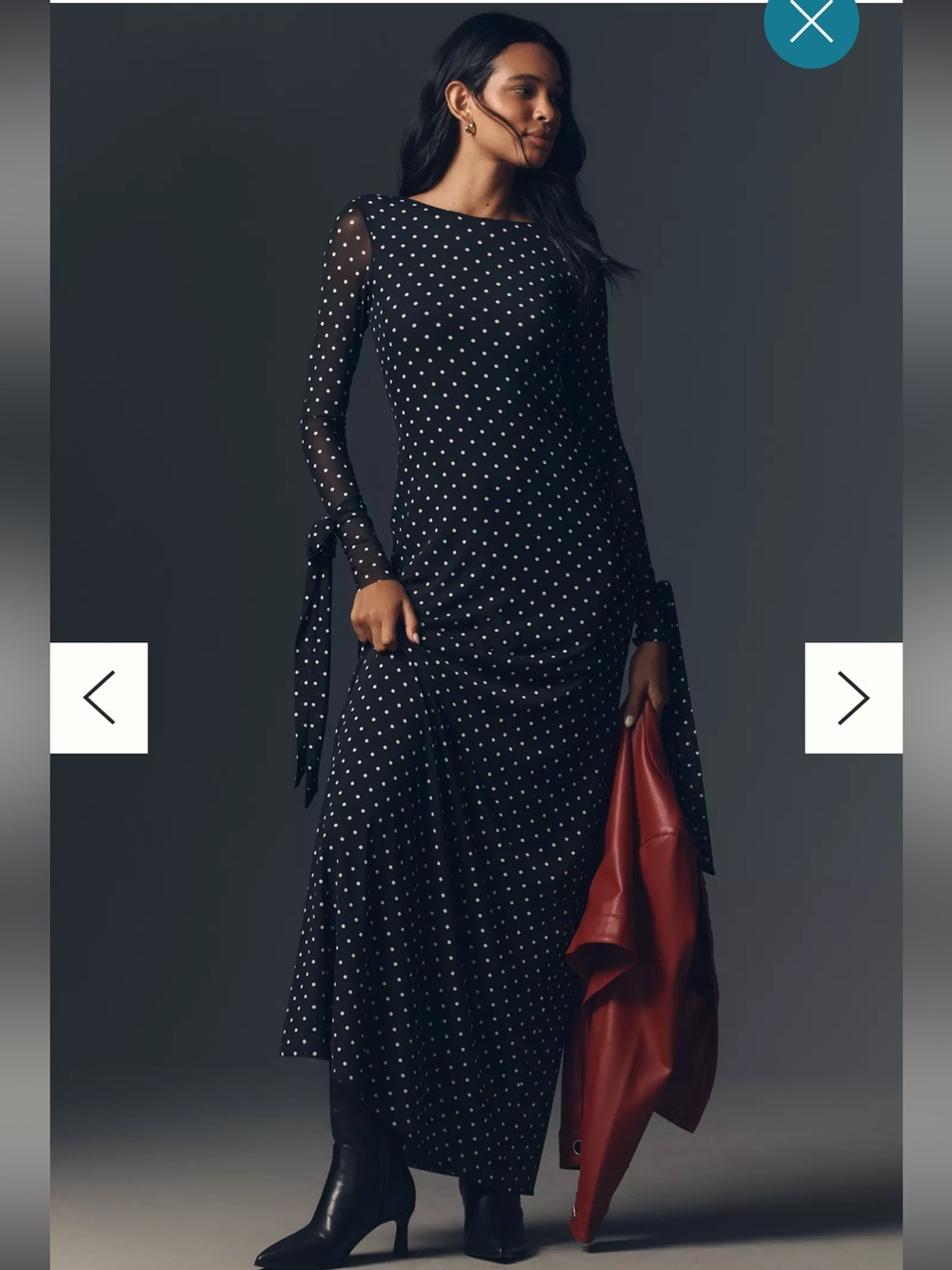 AFRM Marion Long-Sleeve Crew-Neck Mesh Maxi Dress